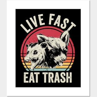 Live Fast Eat Trash Opossum Raccoon Posters and Art